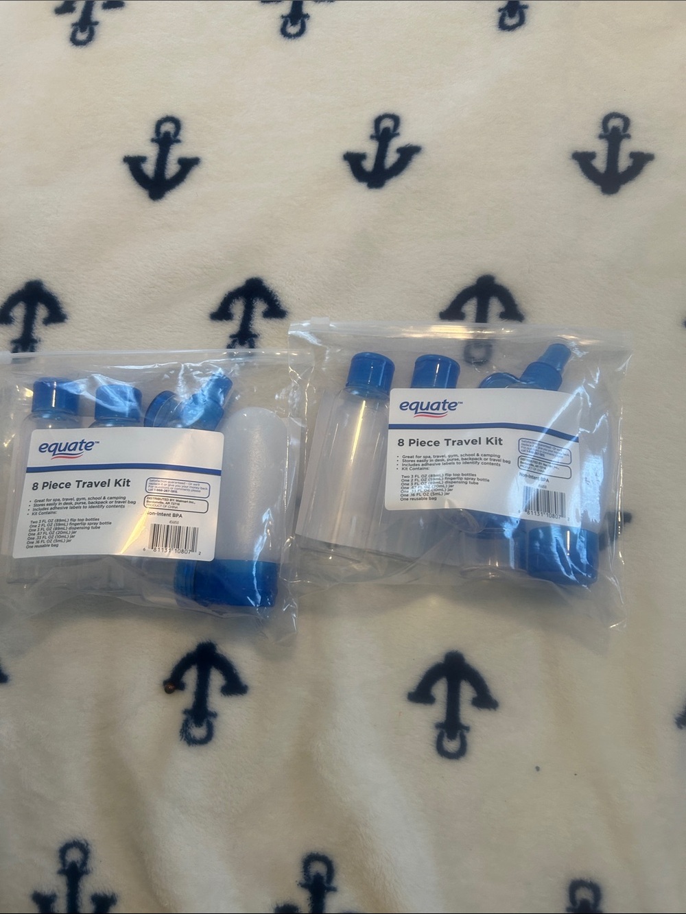 Equate 8-Piece Travel Kit in Blue - Reusable Toiletry Bottles